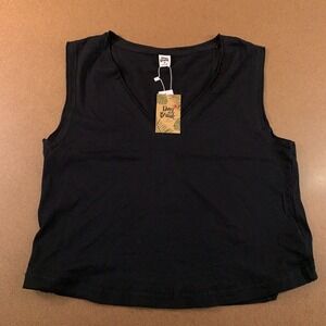 Day Break Womens Size Medium Black V Neck Pullover Tank Top NWT *Flaw